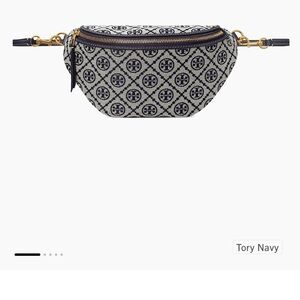 Tory Burch Navy and Gold Geometric Belt Bag
